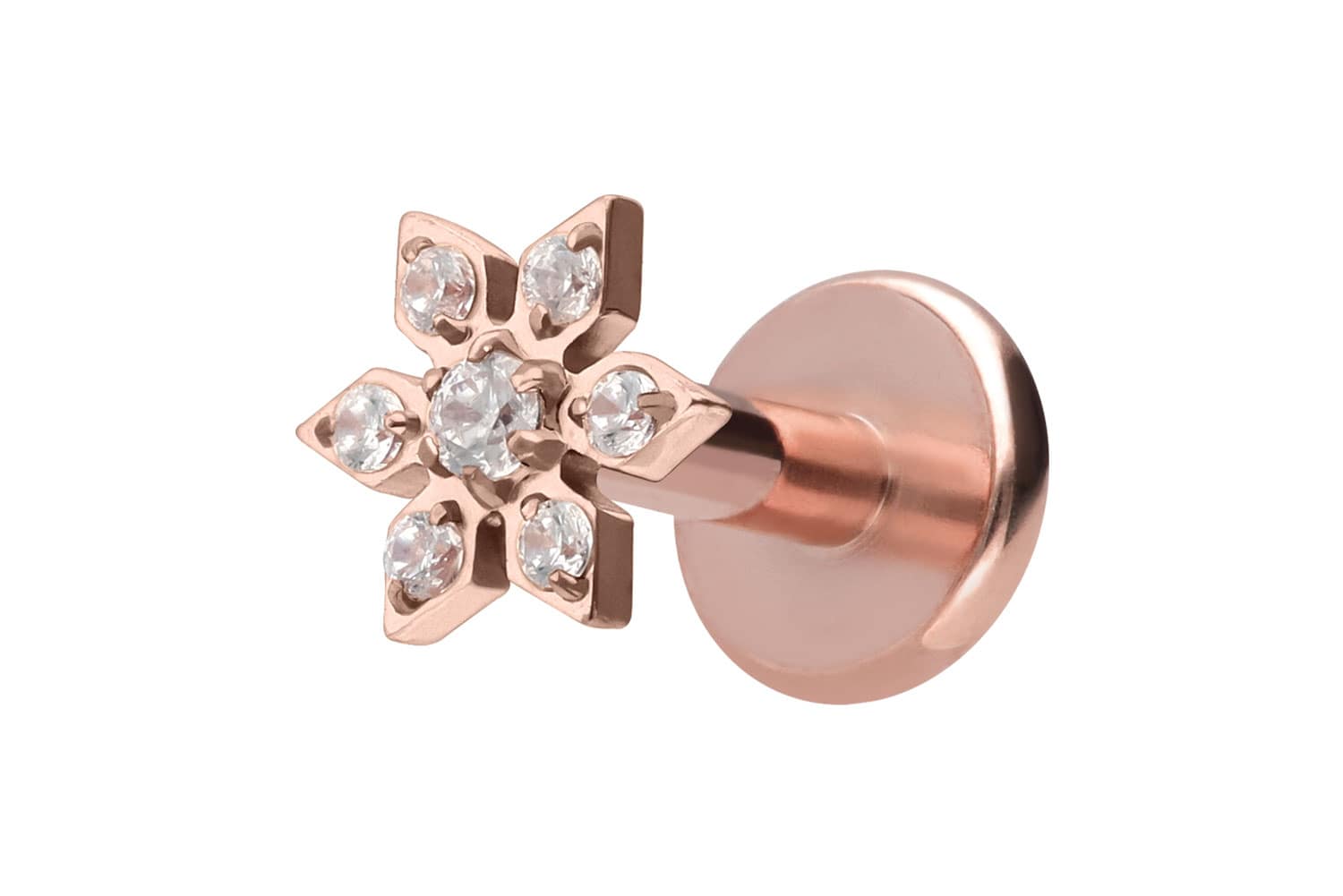 Titan Labret Piercing mit Innengewinde KRISTALLBLUME